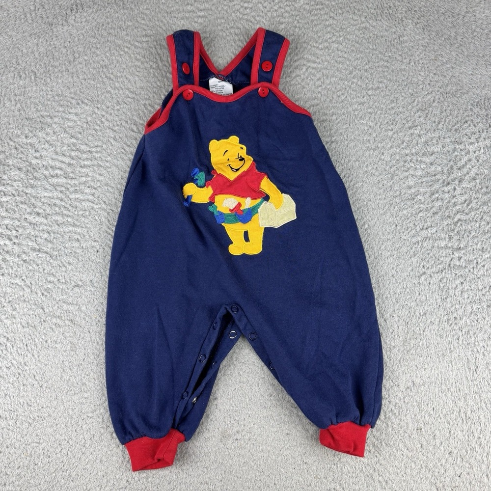 Rare Vintage Winnie The Pooh Red 12m Romper Embroidered 90s
